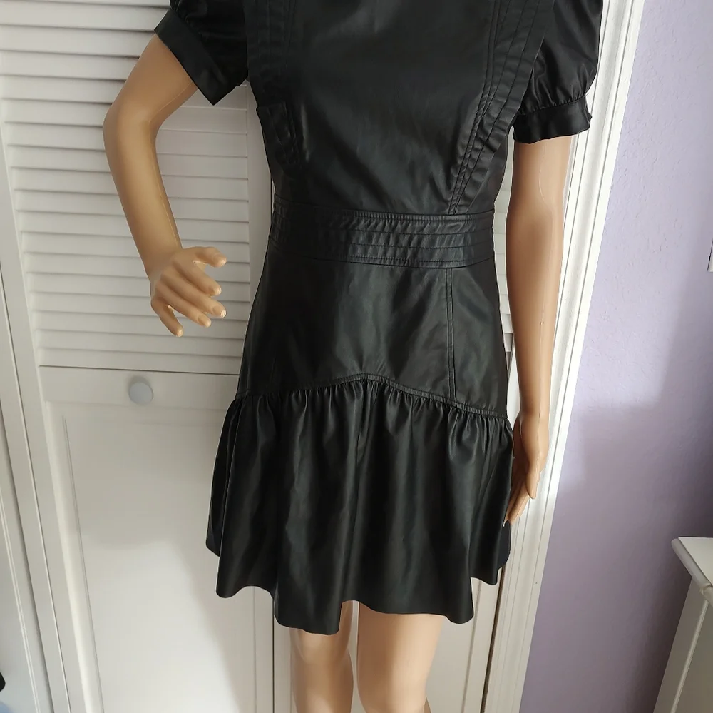 Zara black faux leather ruffled mini - Picture 7 of 9